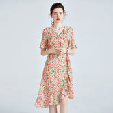 Floral pure Silk Dress for Ladies Guest Party Silk Floral Dresses